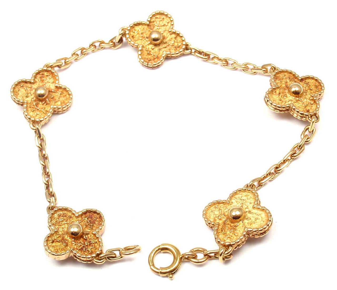Van Cleef & Arpels Vintage Alhambra Five Motif Gold Link Bracelet 1
