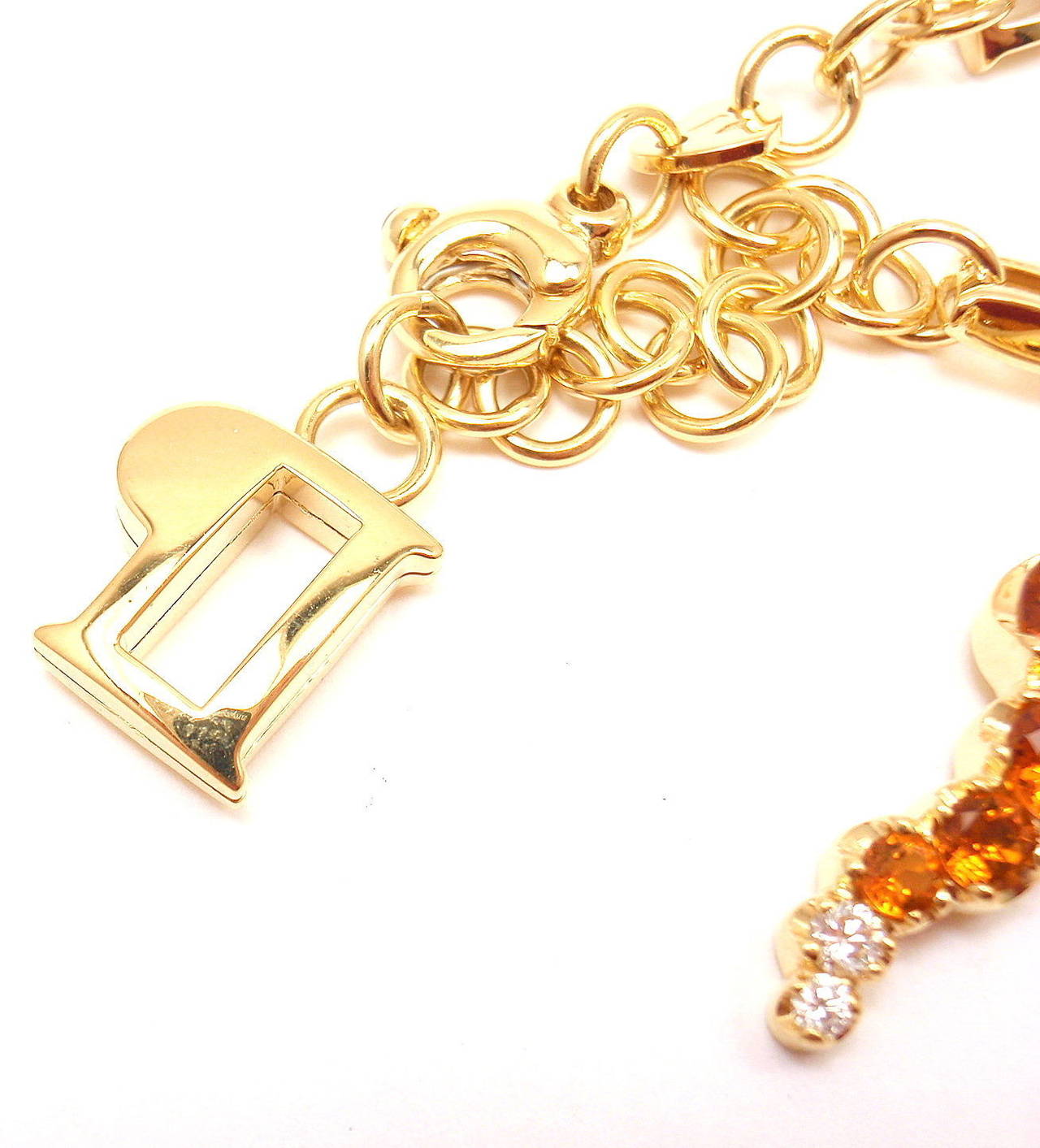 Pasquale Bruni Ray Sun Citrine Diamond Gold Link Bracelet In New Condition In Holland, PA