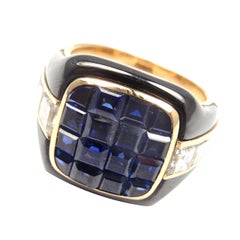 Piaget Enamel Invisible Set Sapphire Diamond Gold Cocktail Ring
