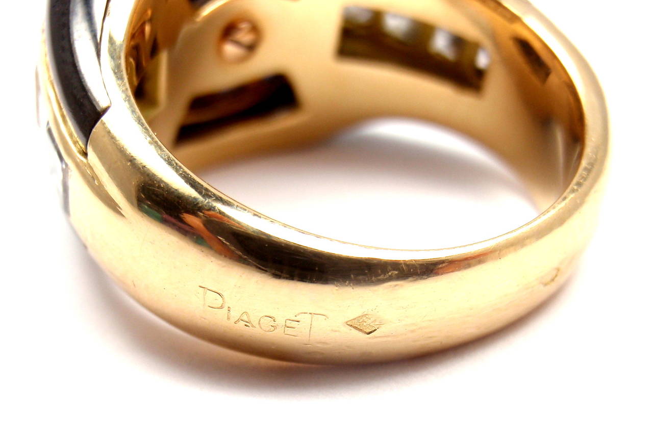 Women's or Men's Piaget Enamel Invisible Set Sapphire Diamond Gold Cocktail Ring