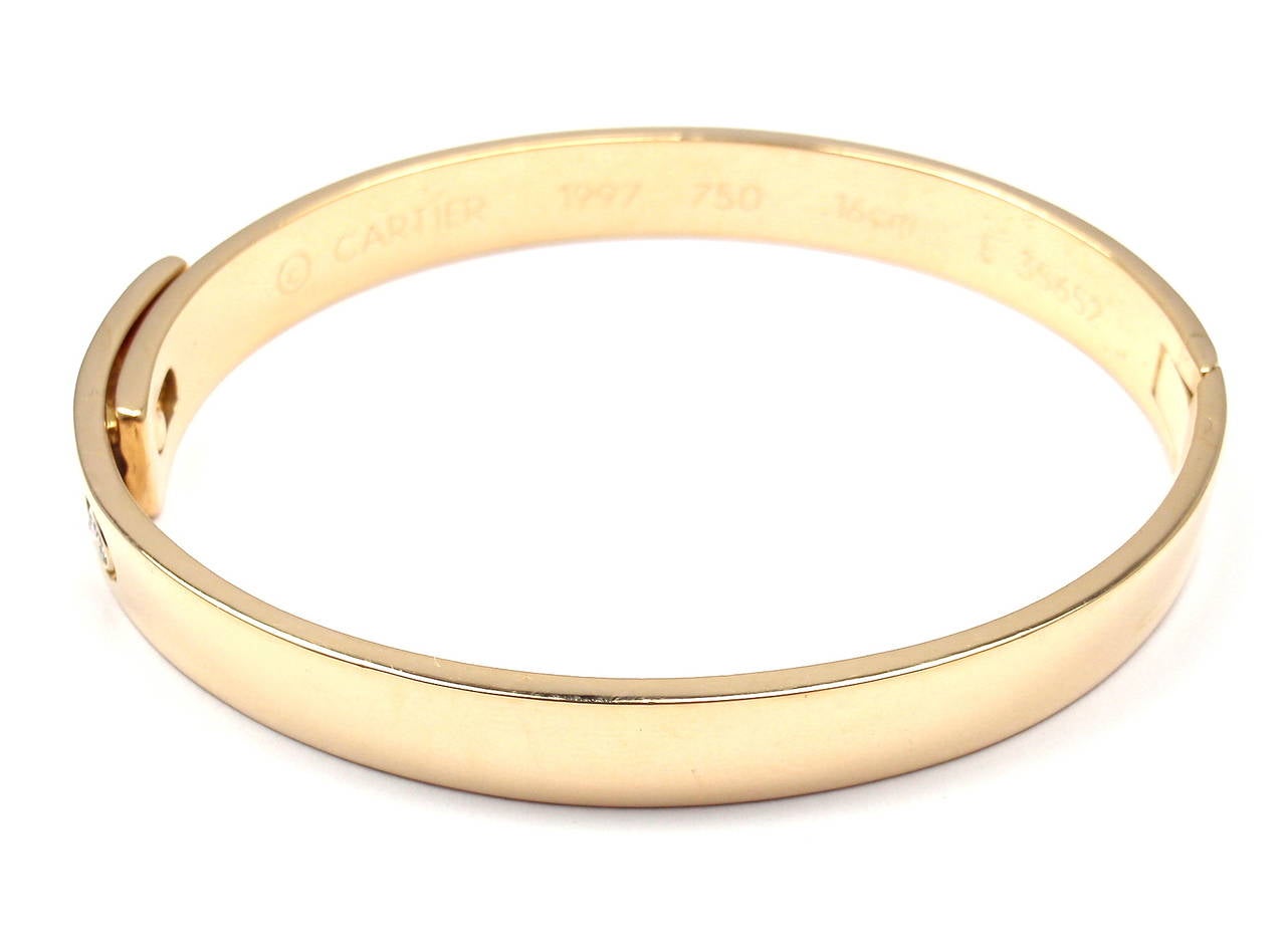 Cartier Diamond Gold Anniversary Bangle Bracelet In New Condition In Holland, PA