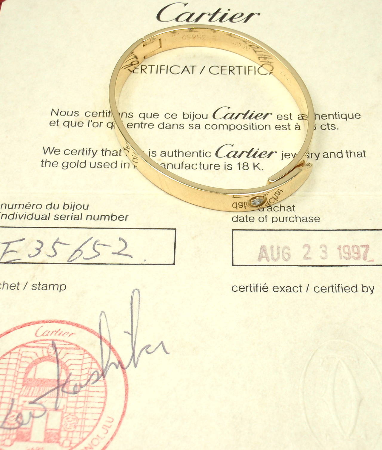 Cartier Diamond Gold Anniversary Bangle Bracelet 1