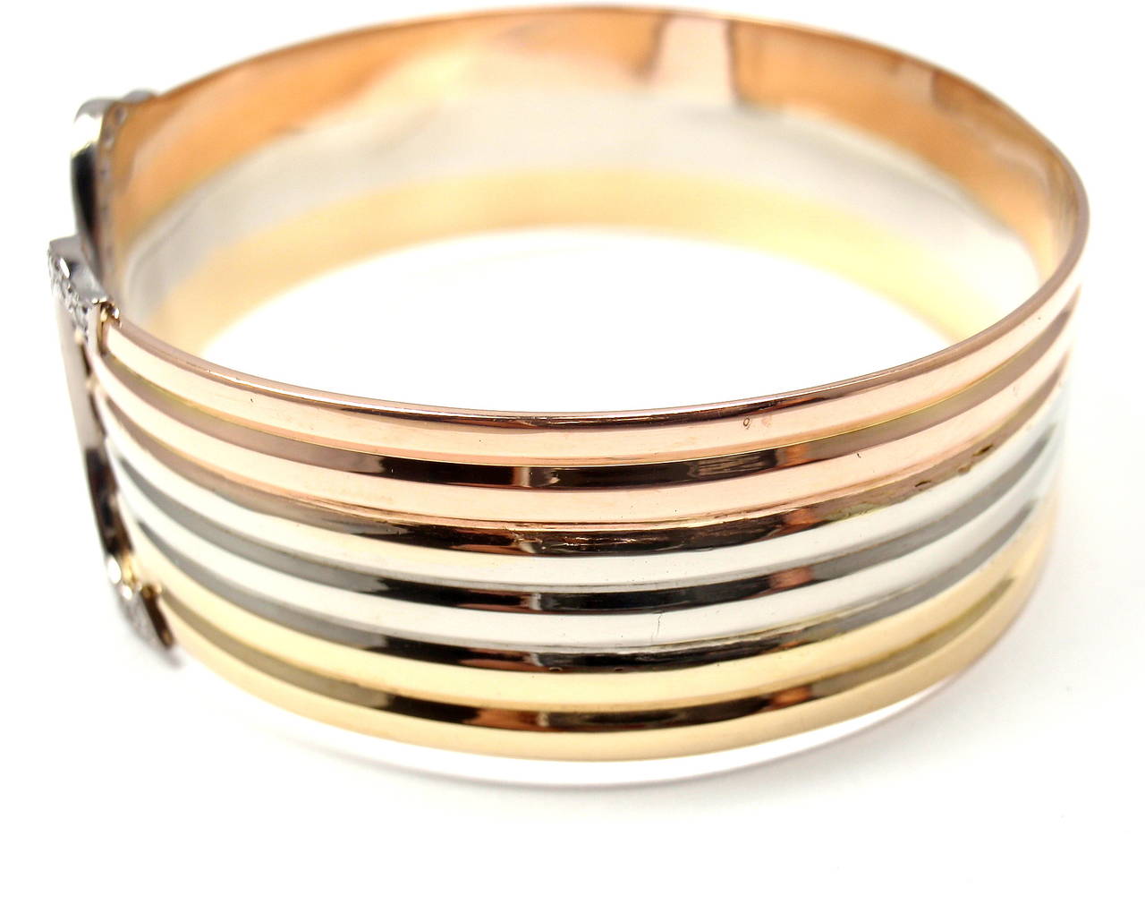Cartier Diamond Tri-Color Gold Double-C Bracelet 2