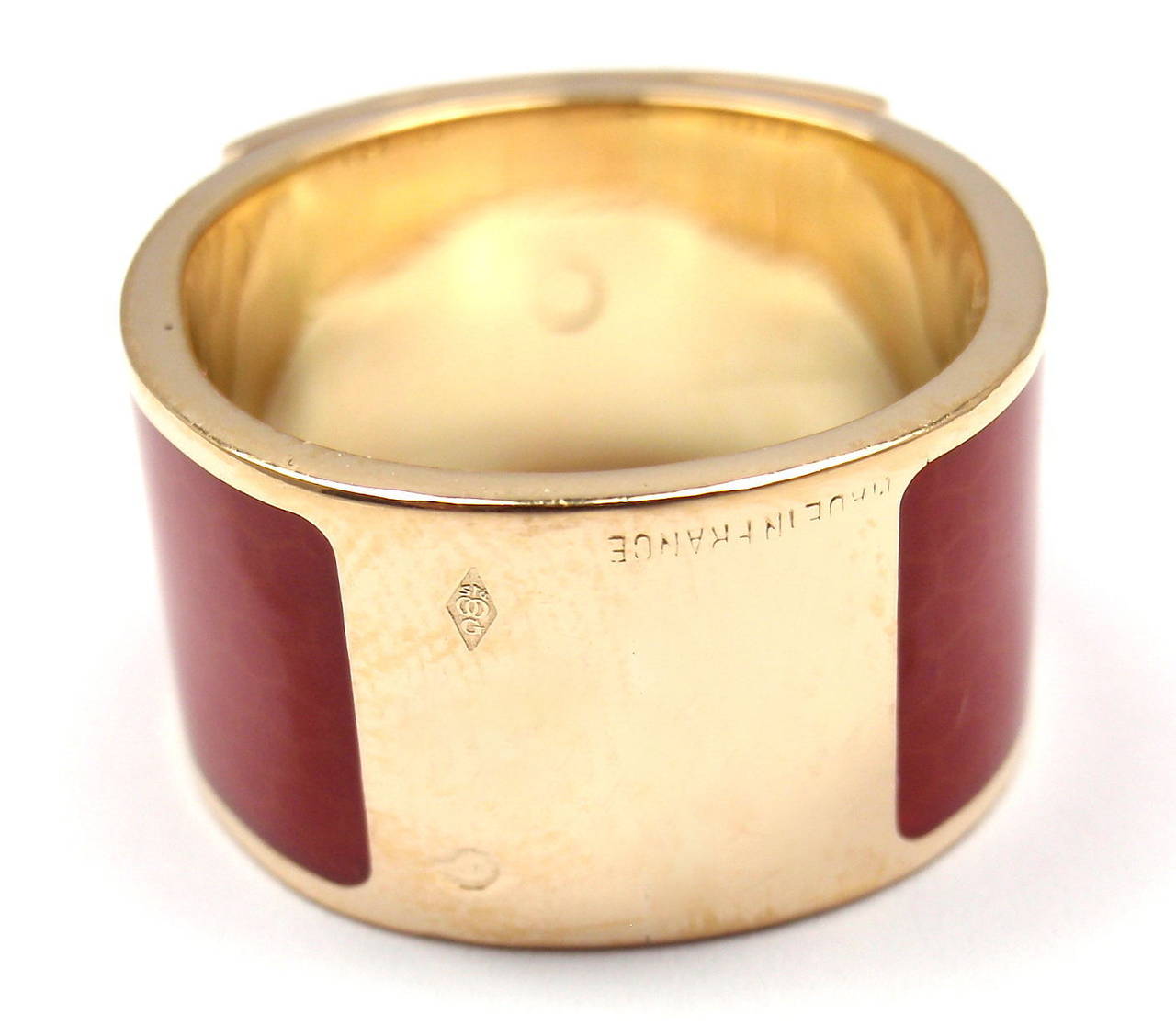 HERMES Collier De Chien Enamel Yellow Gold Ring at 1stdibs