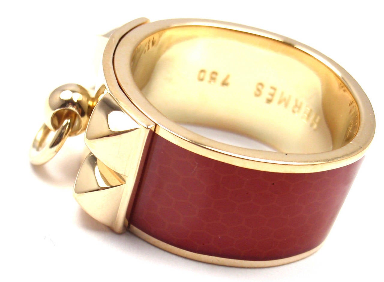 Women's HERMES Collier De Chien Enamel Yellow Gold Ring