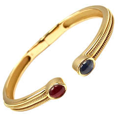 TIFFANY & CO Ruby Sapphire Yellow Gold Bangle Bracelet