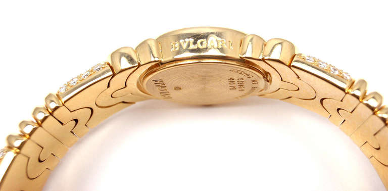 Bulgari Lady's Yellow Gold and Diamond Parentesi Bangle Bracelet Watch 1