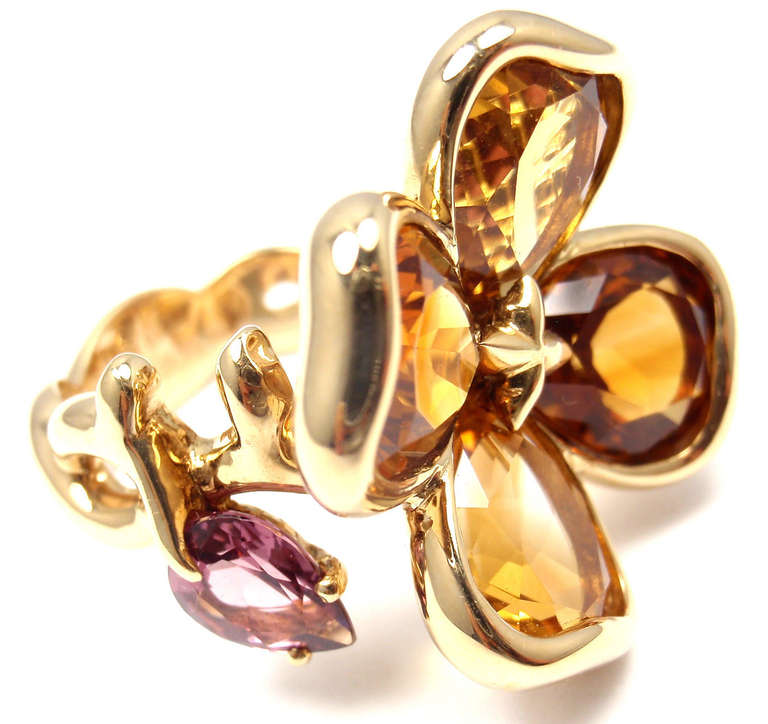 Women's Chanel Camelia Citrine Amethyst Yellow Gold Ring