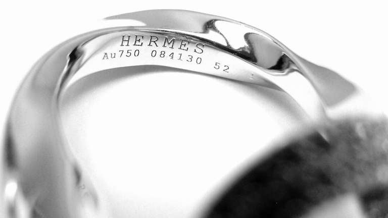 Brilliant Cut HERMES Twisted Free Form Diamond White Gold Ring For Sale