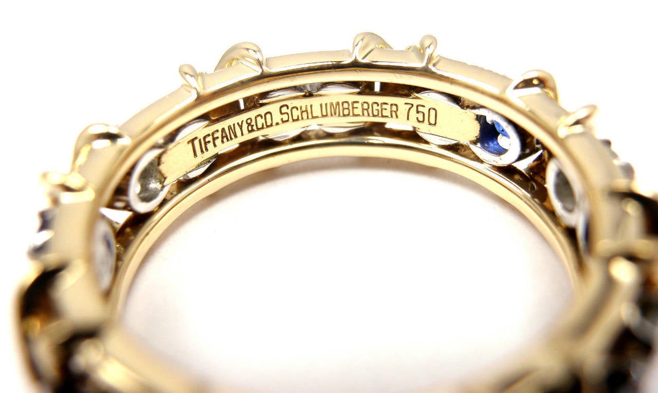 Tiffany & Co. Jean Schlumberger Sapphire Diamond Platinum Gold Band Ring 1
