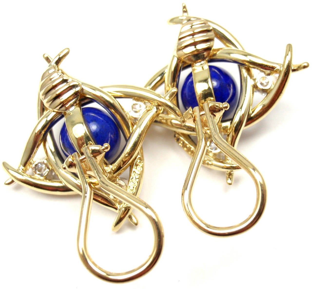 Tiffany & Co. Lapis Lazuli Diamond Gold Earrings 2