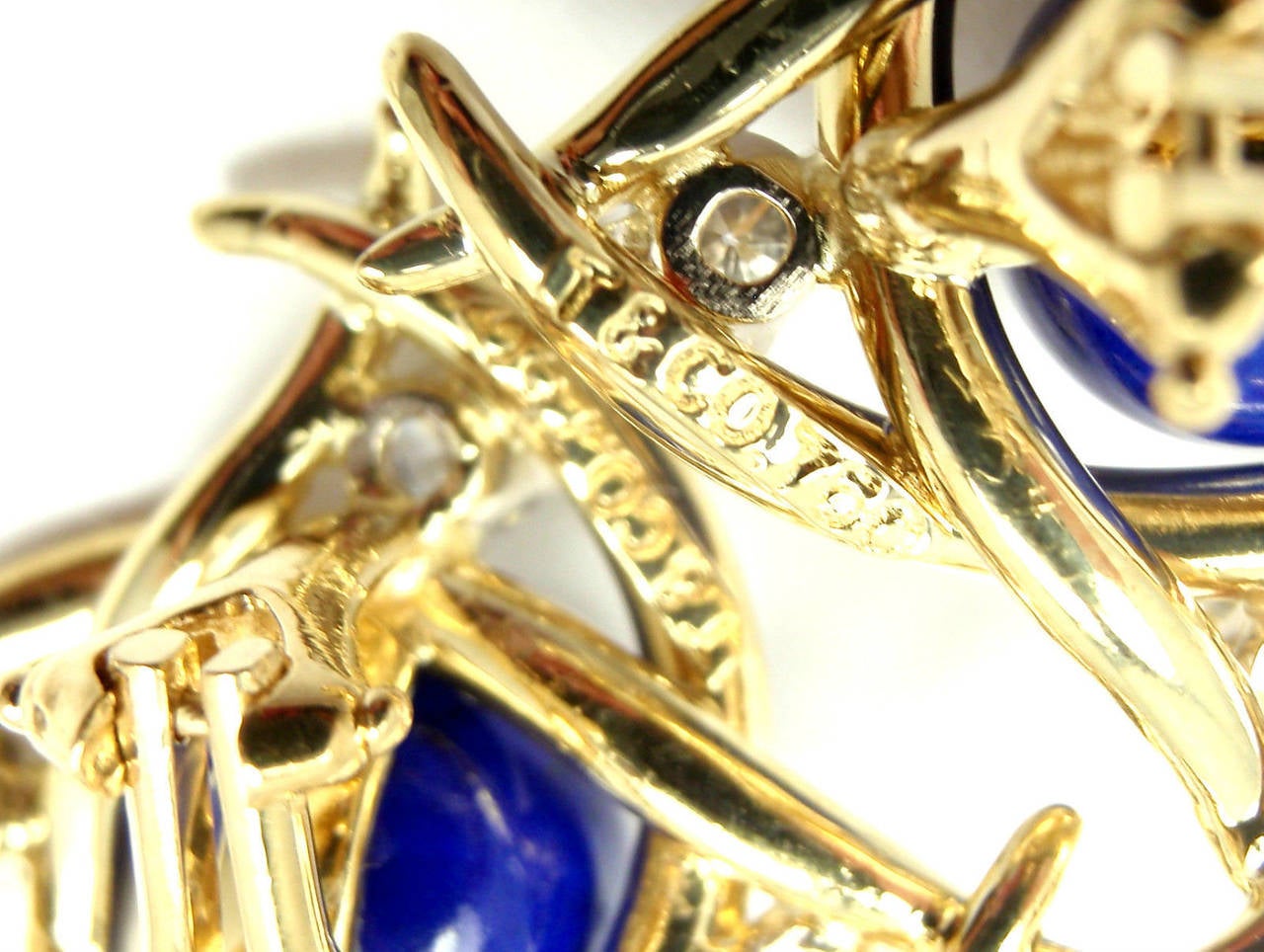 Tiffany & Co. Lapis Lazuli Diamond Gold Earrings 1