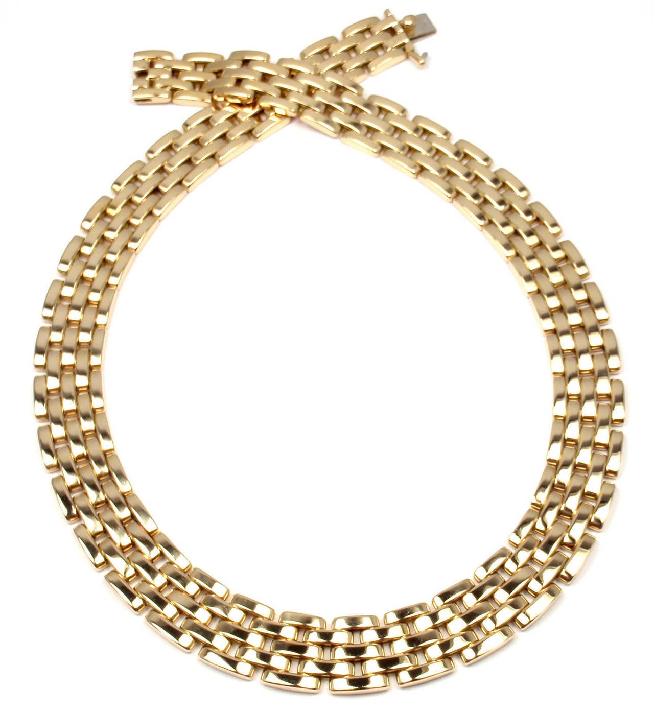 Cartier Maillon Panthere Five-Row Yellow Gold Necklace In New Condition In Holland, PA
