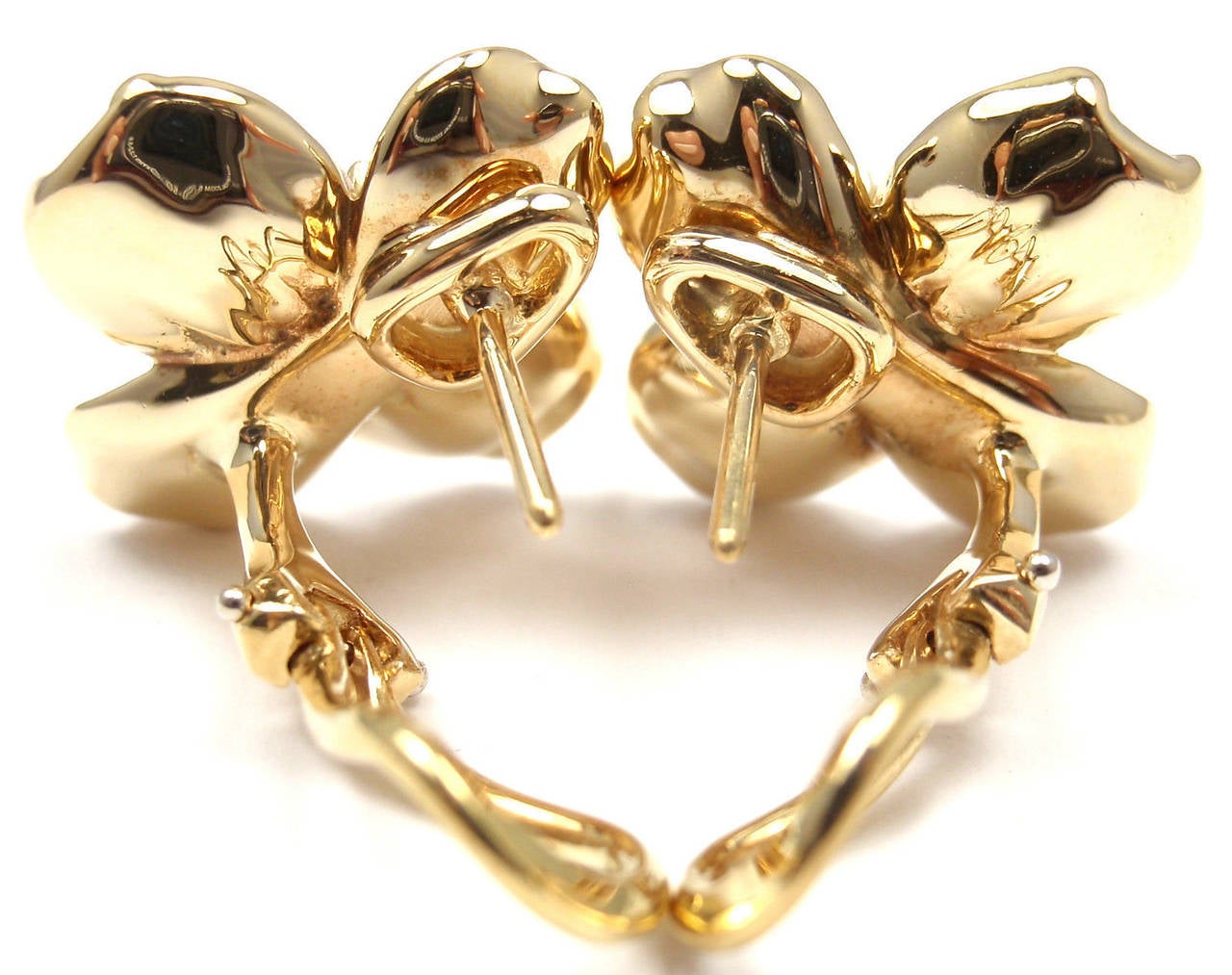 Tiffany & Co. Diamond Gold Dogwood Flower Drop Earrings 1