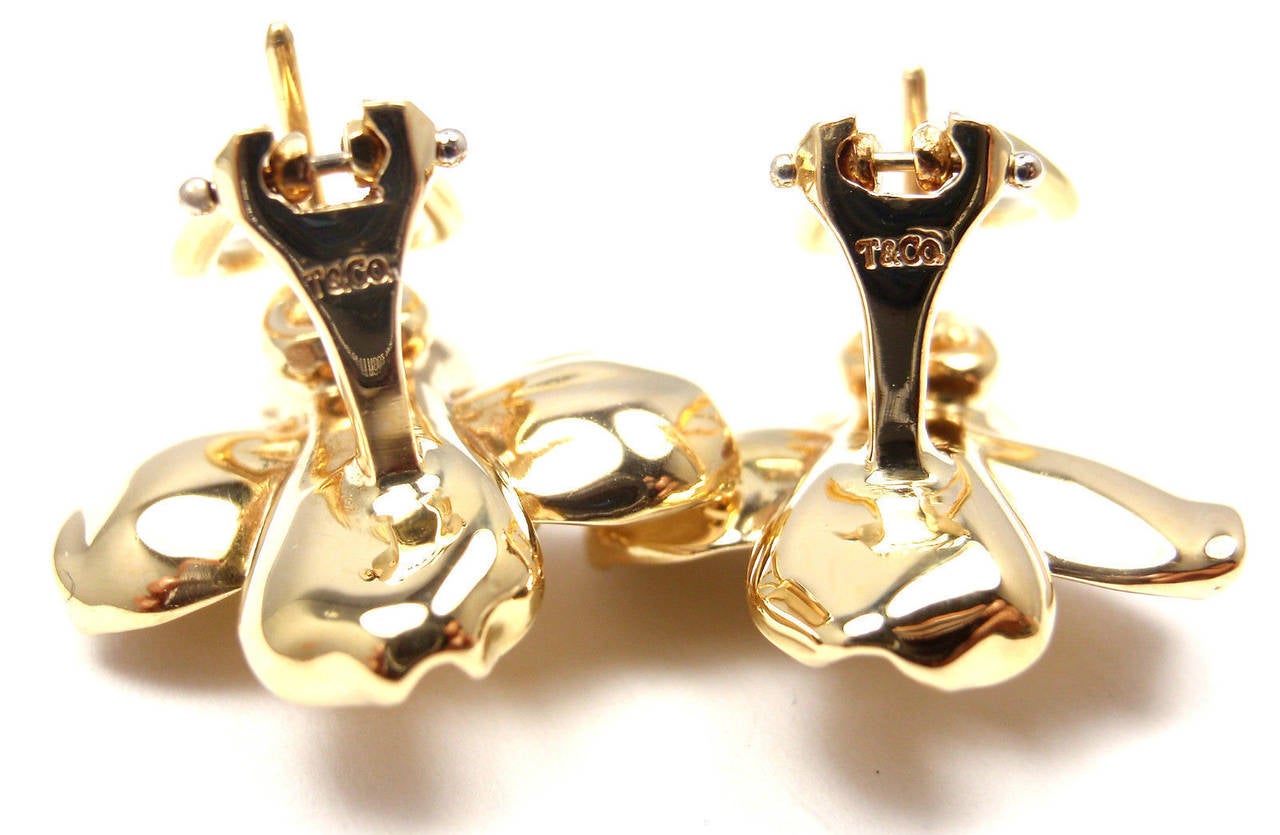 Women's Tiffany & Co. Diamond Gold Dogwood Flower Drop Earrings