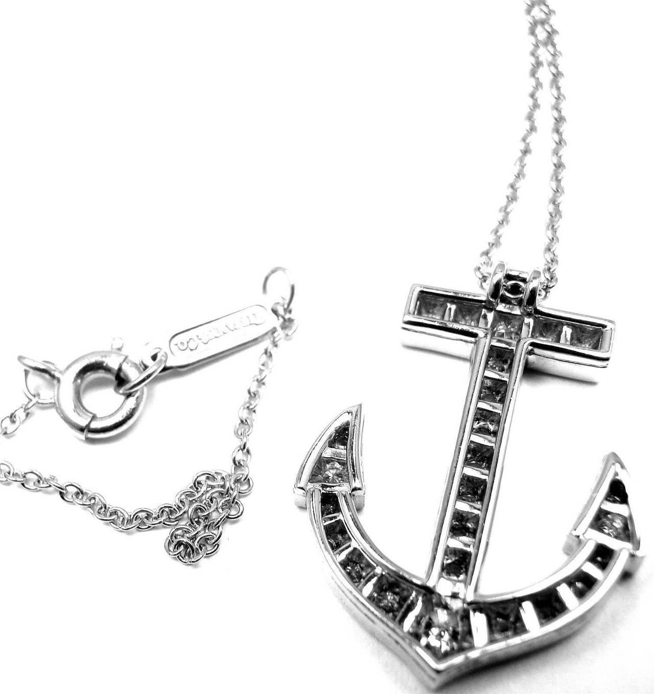 Women's Tiffany & Co. Diamond Platinum Anchor Pendant Necklace