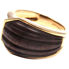 Boucheron Brown Wood Yellow Gold Ring