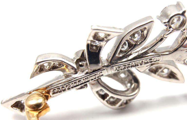 Tiffany & Co. Art Deco Branch Diamond Palladium Pin Brooch 2