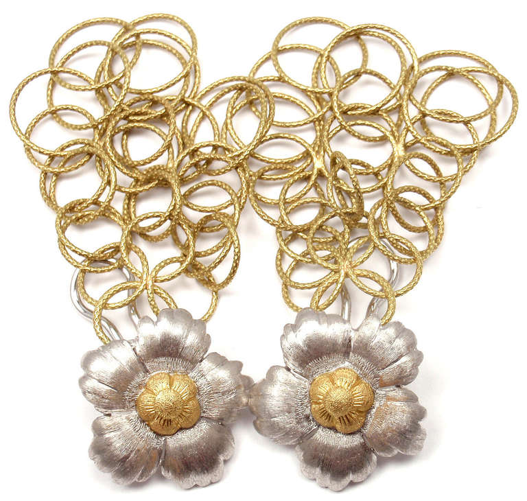 BUCCELLATI Olympia Magnolia Flower Yellow & White Gold Earrings 3