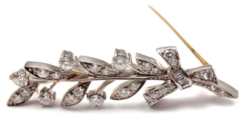 Tiffany & Co. Art Deco Branch Diamond Palladium Pin Brooch In New Condition In Holland, PA