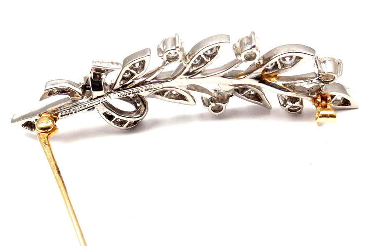 Tiffany & Co. Art Deco Branch Diamond Palladium Pin Brooch 1