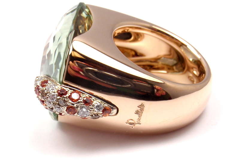 Contemporary Pomellato Pin Up Prasiolite Lemon Quartz Garnet Diamond Gold Ring