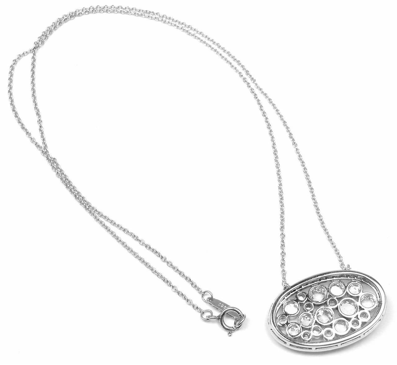 Women's Tiffany & Co Cobblestone Diamond Oval Platinum Pendant Necklace