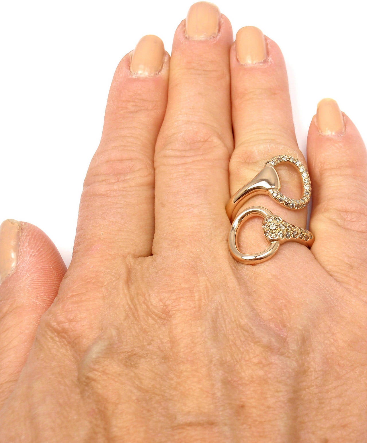 Women's Hermes Nausicaa Croisee Diamond Large Rose Gold Ring