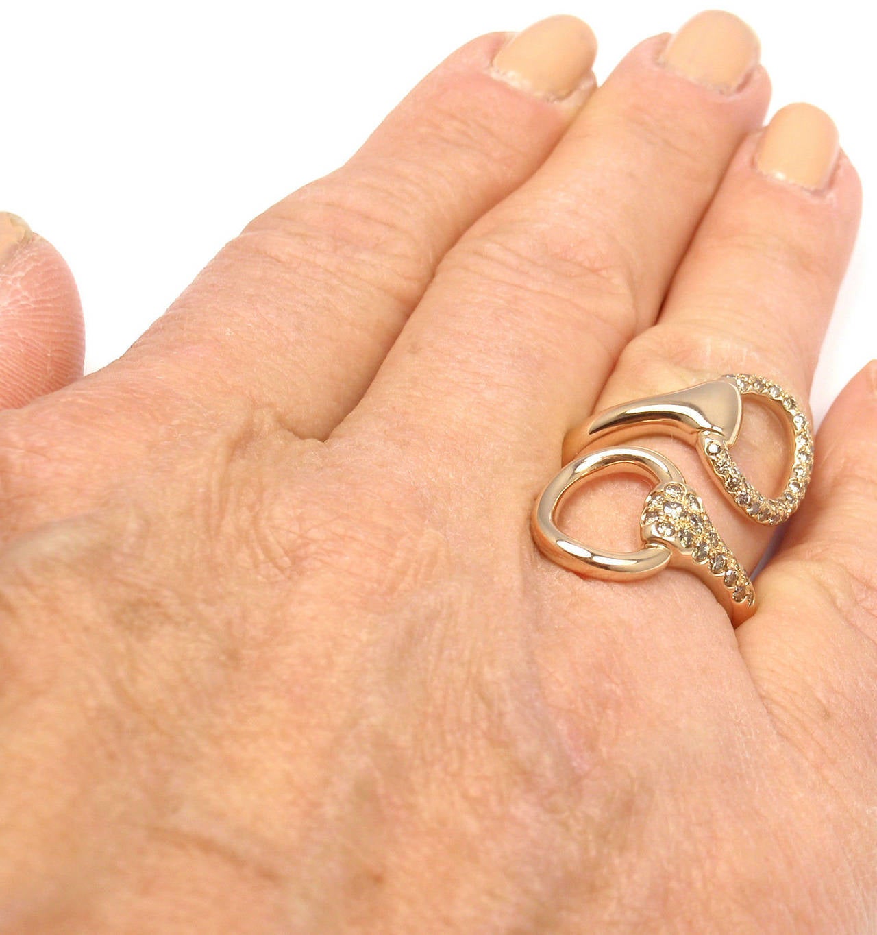 Hermes Nausicaa Croisee Diamond Large Rose Gold Ring 1