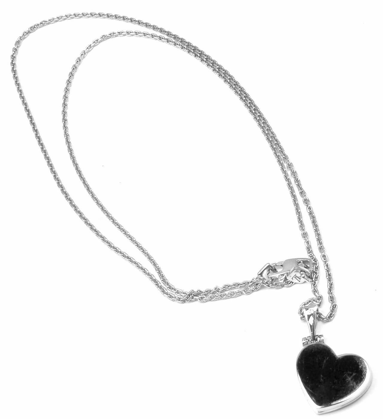 Louis Vuitton Diamond Heart Locket White Gold Pendant Necklace 2