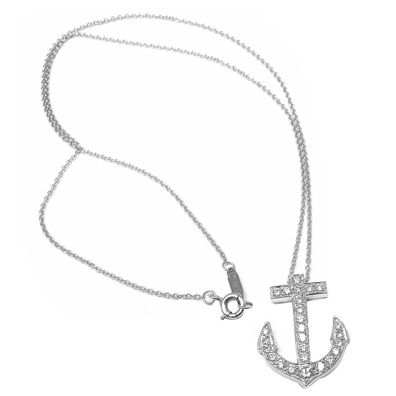 Tiffany and Co. Diamond Platinum Anchor Pendant Necklace at 1stDibs  tiffany  diamond anchor necklace, diamond anchor necklace tiffany, tiffany and co  anchor