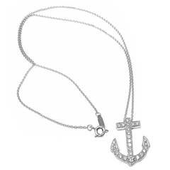 Tiffany & Co. Diamond Platinum Anchor Pendant Necklace