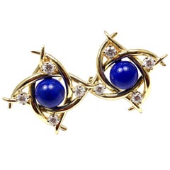 Tiffany & Co. Lapis Lazuli Diamond Gold Earrings