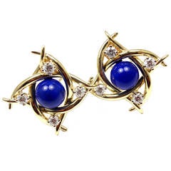 Tiffany & Co. Lapis Lazuli Diamond Gold Earrings 7