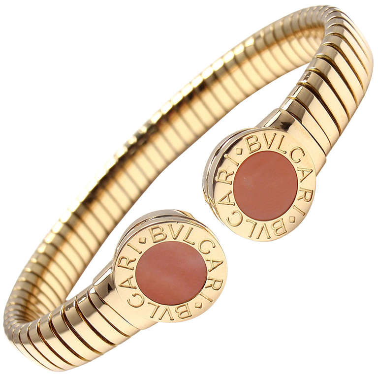 Bulgari Gelbgold Tubogas Koralle Armreif Armband