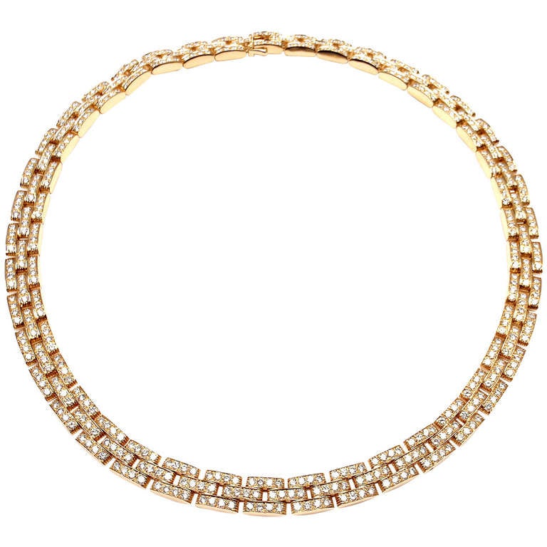 Cartier Maillon Panthere Diamond Yellow Gold Necklace