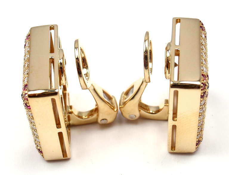 Women's CHOPARD Happy Diamonds Diamond Ruby Sapphire Gold Earrings