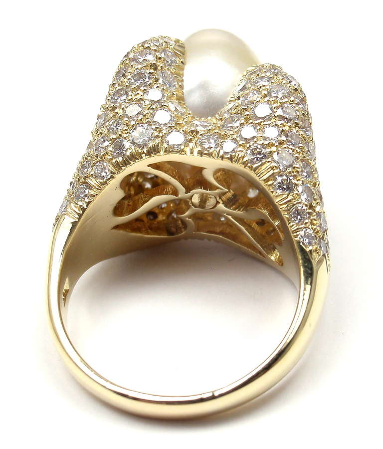 HENRY DUNAY Diamond South Sea Pearl Yellow Gold Ring 1