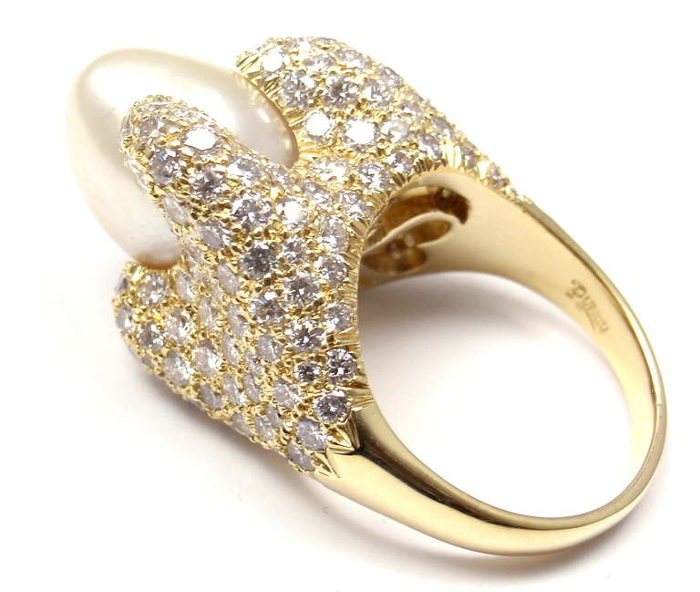 HENRY DUNAY Diamond South Sea Pearl Yellow Gold Ring 2