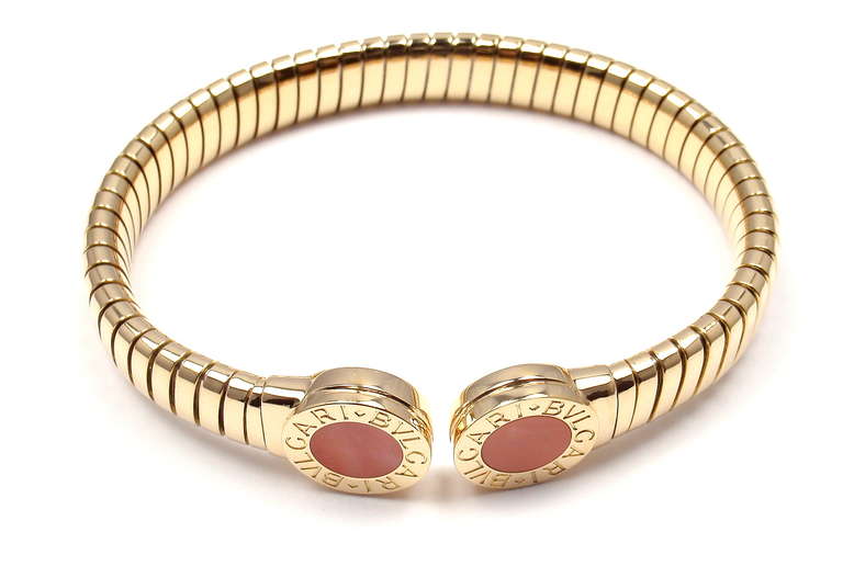 Bulgari Gelbgold Tubogas Koralle Armreif Armband 3