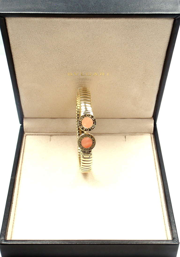 Bulgari Gelbgold Tubogas Koralle Armreif Armband 4