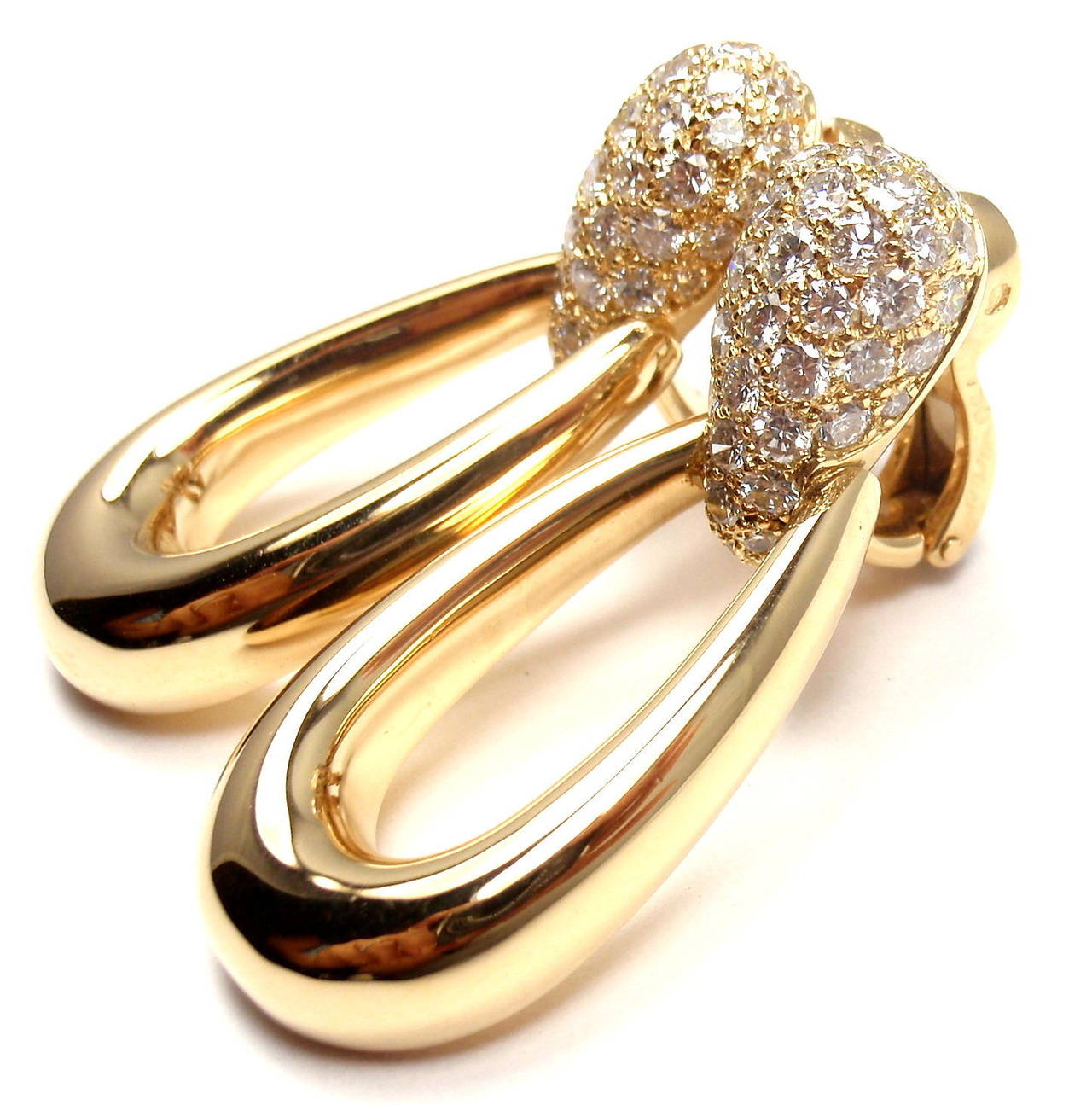 Cartier Diamond Gold Doorknocker Drop Earrings In New Condition In Holland, PA