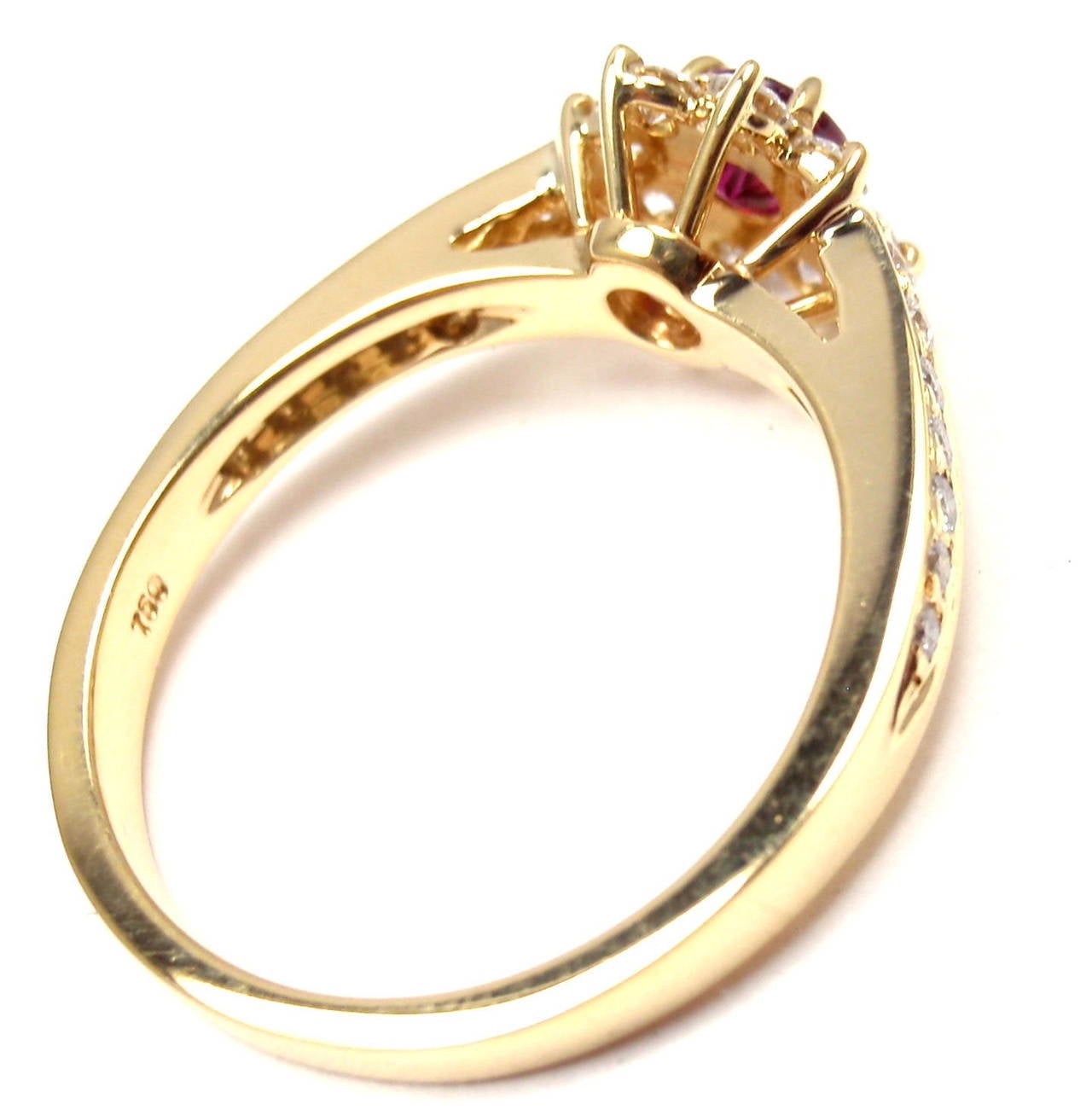 Tiffany & Co. Ruby Diamond Gold Flower Ring In New Condition In Holland, PA