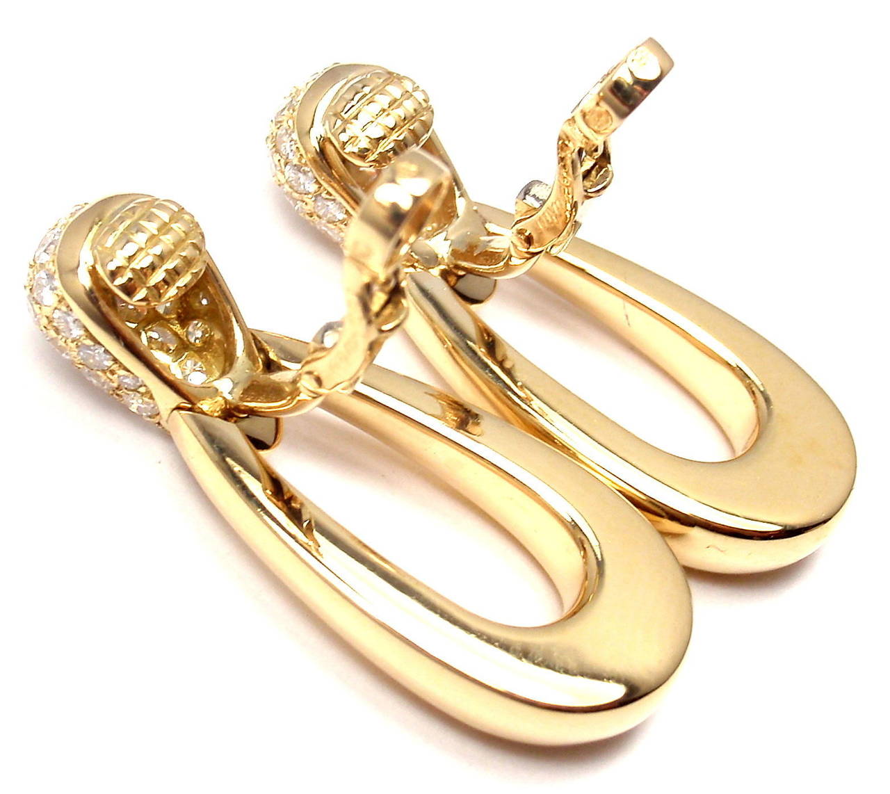 Women's Cartier Diamond Gold Doorknocker Drop Earrings