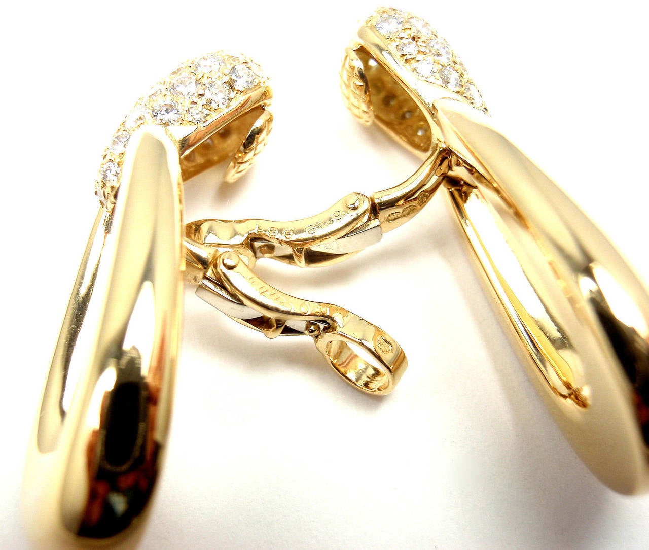 Cartier Diamond Gold Doorknocker Drop Earrings 2