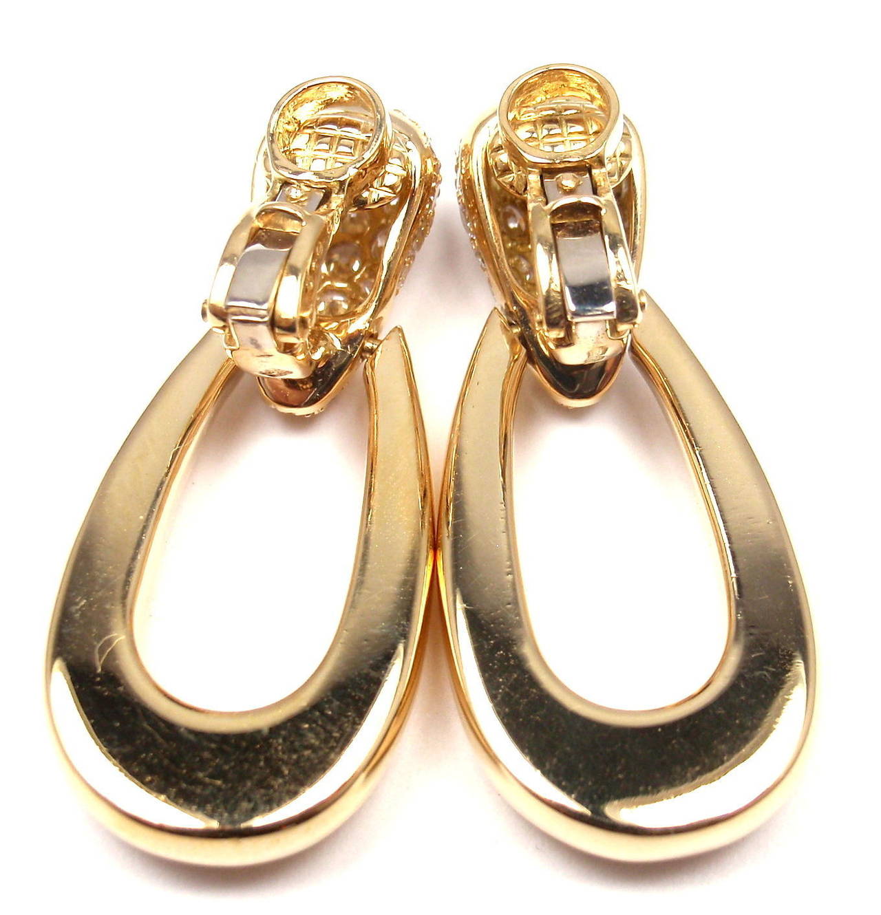 Cartier Diamond Gold Doorknocker Drop Earrings 1