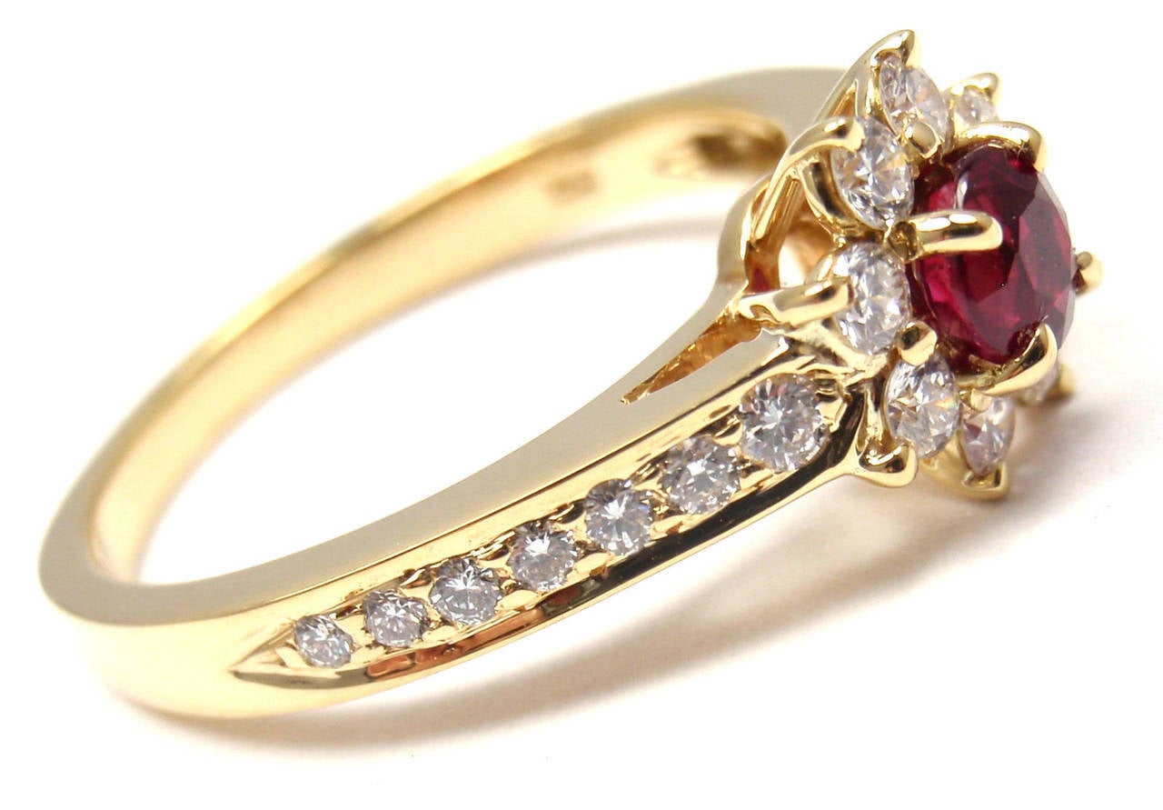 Tiffany & Co. Ruby Diamond Gold Flower Ring 4