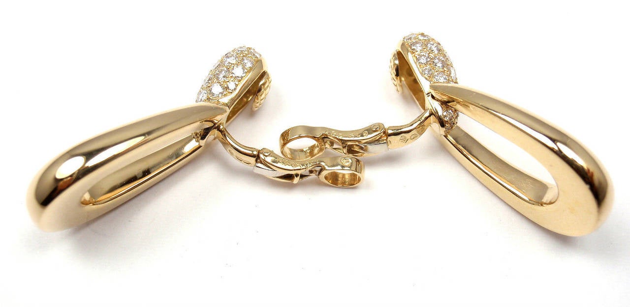 Cartier Diamond Gold Doorknocker Drop Earrings 3