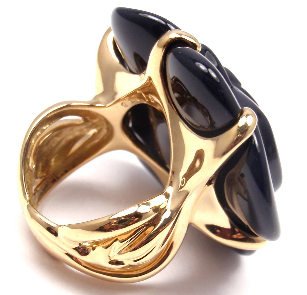 chanel black flower ring