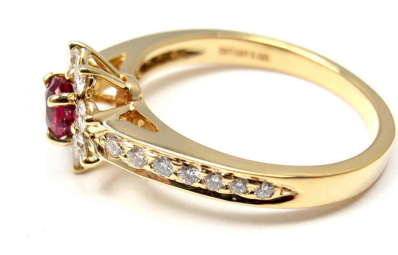 Tiffany & Co. Ruby Diamond Gold Flower Ring 1